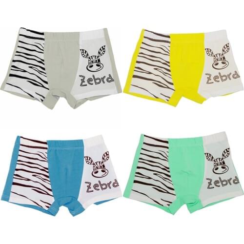4Pcs/Pack Four Seasons Children Briefs Baby Boys Girls Boxer Shorts 100% Cotton Cartoon Zebra Boy Girl Shorts Kids Panties 1-16Y