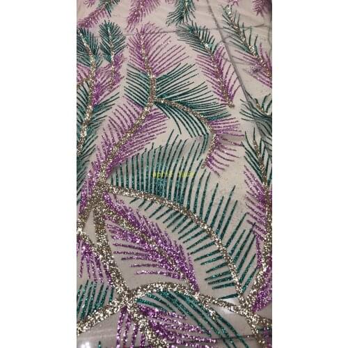 Stock 5yards/bag Color line pattern flash powder material material fashion new fabric used for wedding dress design HL77