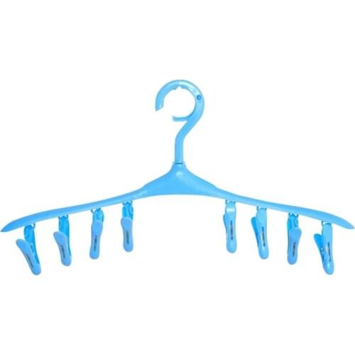 Windproof 8 Clips Multifunctional Space Saving Hanger Cloth Hanger Socks Hanger Hook Folding Dryer Rack