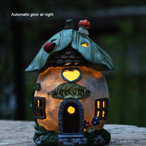 Vintage Home Decoration Creative Solar Decoration Lamp Mushroom House Decoration Outdoor Miniature House Fairy Garden Craft Gift