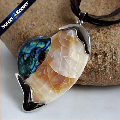 SorcerKeeper Natural Paua Abalone Shell Beads Heart shape Necklace Pendants for Best Friends Lover DIY Jewelry Gift SKA30