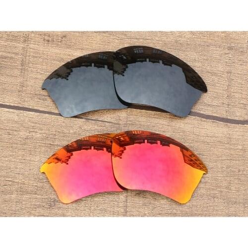 Vonxyz 2 Pairs Stealth Black & Ruby Mirror Polycarbonate Replacement Lenses for-Oakley Half Jacket XLJ Frame