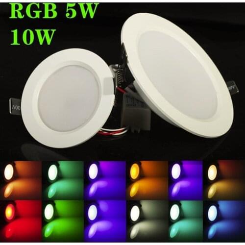5W/10W RGB RGBW LED Ceiling Panel Light AC85-265V Embedded Recessed Downlight Bulb Changable with 24 key Remote Control