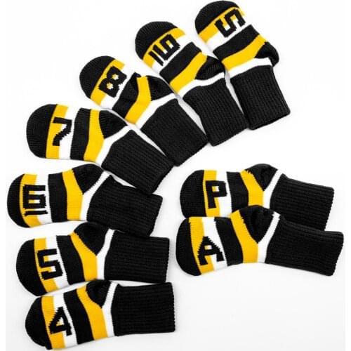 Knitted Golf Club Iron Headcover Golf Iron Head Covers Golf Wedges Head Covers with Black Color 9pcs/Set