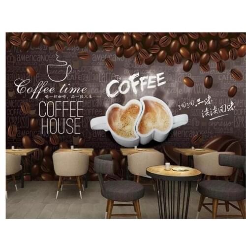 High-level wall paper HD hand-painted coffee decoration painting background wall papel de parede 3d wallpaper tapety