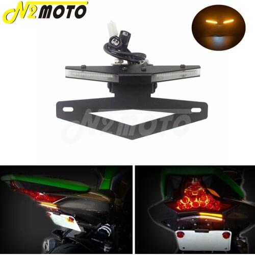Motorcycle Rear Stealth Fender Eliminator License Plate Bracket Tail Tidy w/ LED Turn Siganl Lights For Kawasaki Z1000 2018-2019