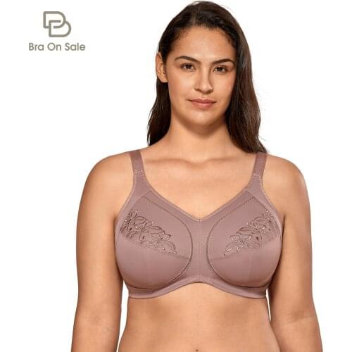 Womens Plus Size Embroidered Non-Padded Full Coverage Wirefree Bra