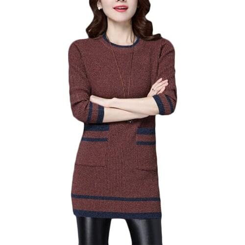 2019 Spring Autumn Cashmere Bottom Sweater Women Loose Plus size Sweaters High quality Womens Long Wild Wool Sweaters 5XL F253