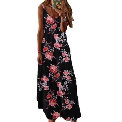 New Summer Elegant Sexy Beach Long Dress Women Print Flowers Polka-dot Strap Ladies Halter Boho Dress Women Vestidos Fashion