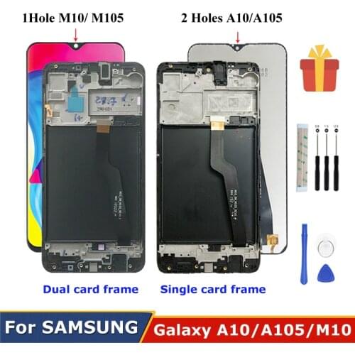 6.2"For Samsung Galaxy A10 LCD A105fn Display Touch Screen A105F SM A105F M10 Digitizer Assembly Replacement with Frame A105F/DS
