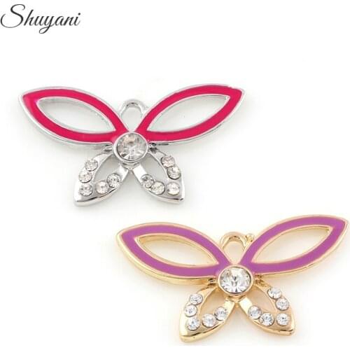 20PCS Butterfly Crystal Charms Pendant Handmade Bracelet Making Jewelry Accessories 28*16mm