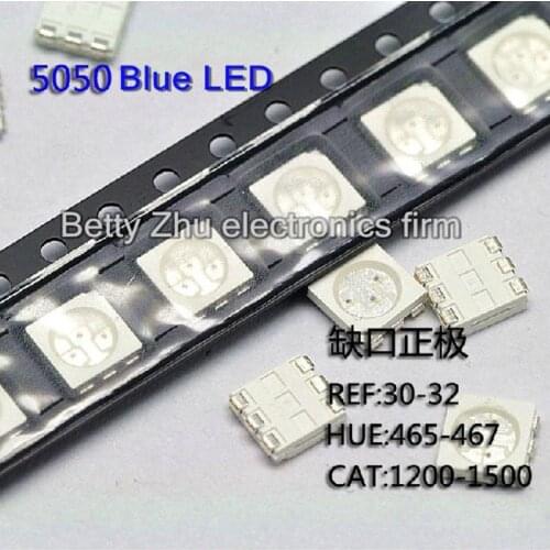200PCS/LOT 5050 bright blue LED light emitting diode