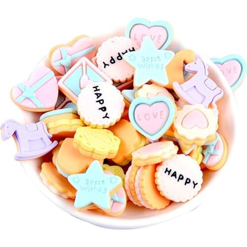 30Pcs Cartoons Cookie Flat Back Resin Embellishment DIY Crafts Scrapbooking Phone Shell Patch Decor Arts Girls Hair Accessories