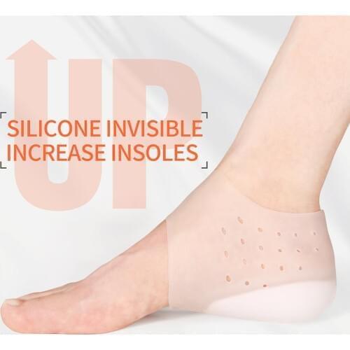 3ANGN Unisex Invisible Height Increase Insoles Silicone Gel Lift Insole Dress In Socks Cracked Foot Skin Care Tool for Women Men