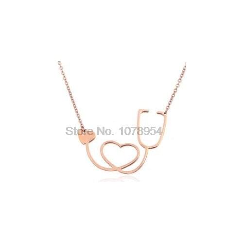 By dhl or ems 50pcs Pendant Chain Necklace Rose Gold/Gold/Silver Color Heart Jewelry Collier for Women