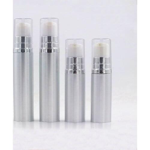 5ML silver airless bottle silver vacuum pump clear lid lotion emulsion serum sample eye essence skin care sprayer toner packing