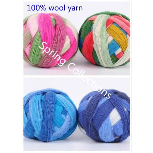 800Meters 100g 100% wool yarn DIY Manual Anti-pilling anti-shrink rainbow color Hand knitting yarn for knitting crochet