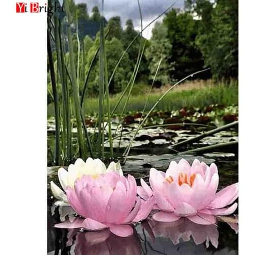 Diamond Embroidery Flower Lotus Full Display 5D DIY Cross Stitch Rhinestones Full Square Diamond Painting Decor Home Gift XY1