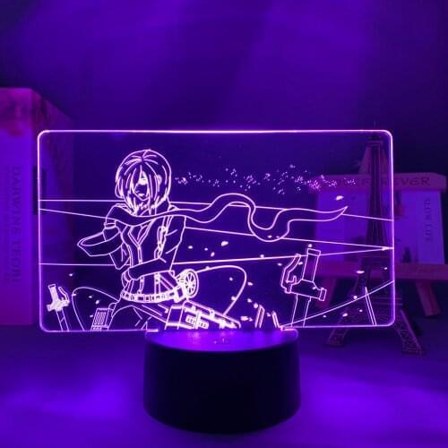 Anime Led Light Attack on Titan Mikasa Ackerman for Bedroom Decor Night Light Kid Birthday Gift Manga Shingeki No Kyojin 3d Lamp