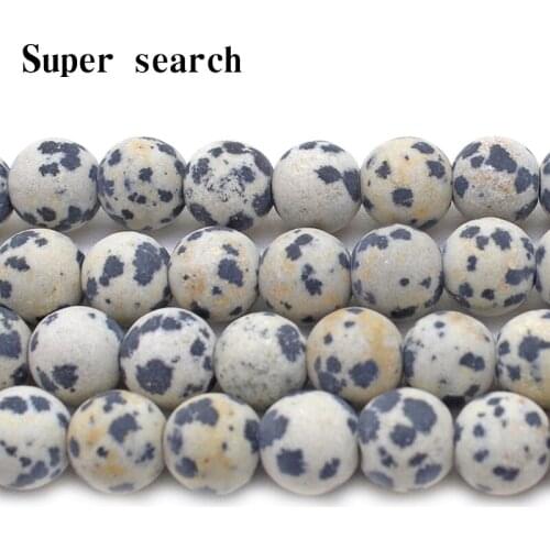Bracelet Spotted stone beads Natural white black matte Beads Round Loose stone Beads Jewelry Making DIY 15" 4/6/8/10/12mm beads