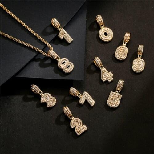 Mafisar Baguette Numbers Twist Chain Necklaces & Pendant For Men Women Full Iced Out Cubic Zircon Hiphop Jewelry Dropshipping