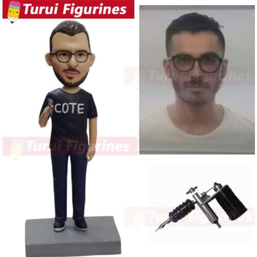 Bobble Head Figures collectible figurines tattoo artist bobblehead custom birthday cake topper for man photo to figurines dolls