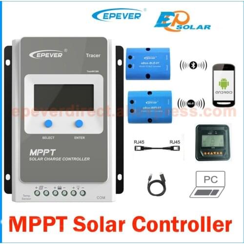 EPEVER Tracer 1206AN 1210AN 2206AN 2210AN 3210AN 4210AN MPPT Solar Charge Controller 10A 20A 30A 40A with MT50 USB Temp Sensor