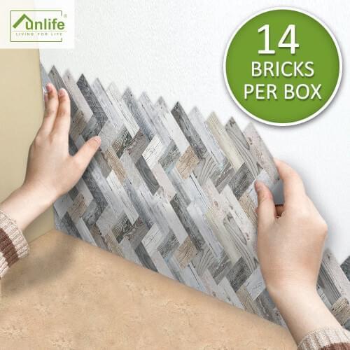 Funlife® Herringbone Natural Wood Wall stickers Tile Stickers Waterproof Peel & Stick Wallpaper for Bathroom Kitchen Furniture