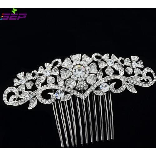 Beautiful Flower Hair Combs Attractive Bridal Hairpin Rhinestone Hair Comb Women Wedding Jewelry Accessories 1448r