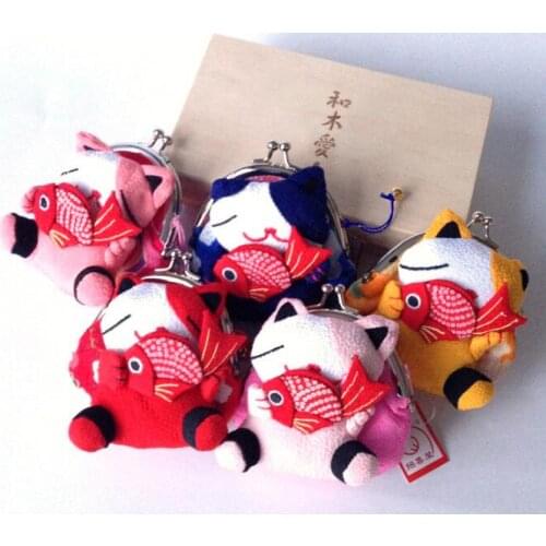 10 pieces Chirimen Lucky Cat Coin Purse Wallet Coin Bag Coin Wallet Japan