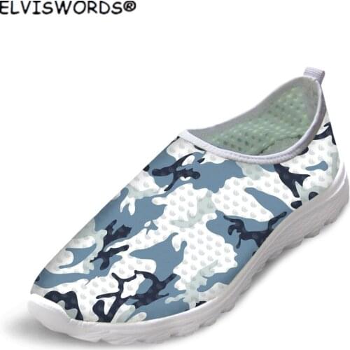 ELVISWORDS Fashion Camouflage Prints Breathable Air Mesh Sneakers for Women Brand Design Ladies Casual Flats Shoes zapatos mujer