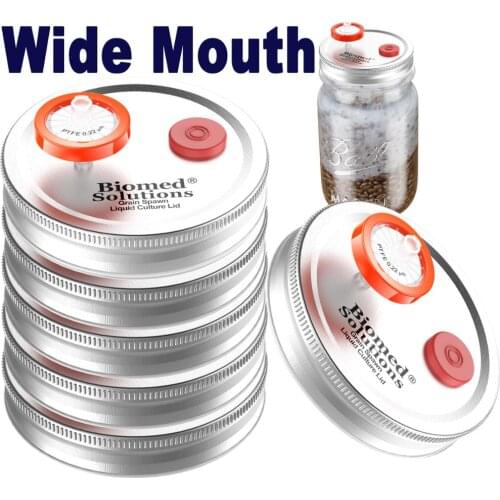 NEW 6pcs Liquid Culture Lids - Autoclavable Wide Mouth Jar Lids with Heavy Duty Injection Port for Mushroom Cultivation