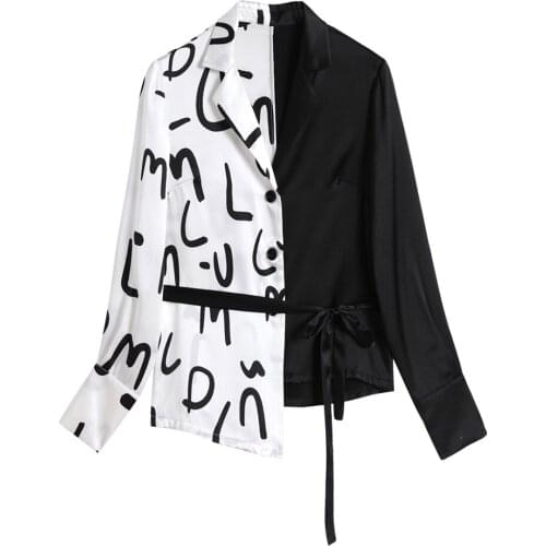 LANJING Black And White Blouses