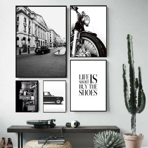 Fashion Canvas Painting For Motorcycle Car Poster And Prints Black and white Wall Art Pictures For Room Nordic Decoration