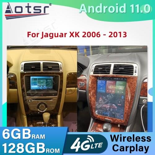 Tesla Vertical Screen Multimedia Player for Jaguar XK Android Radio Car GPS Navigation Tesla Head Unit Auto Stereo Audio 64GB 4K