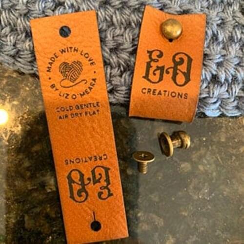 Personalize Center Fold Tags Knitting and Crochet，Labels for Handmade Products，leather tags for crochet
