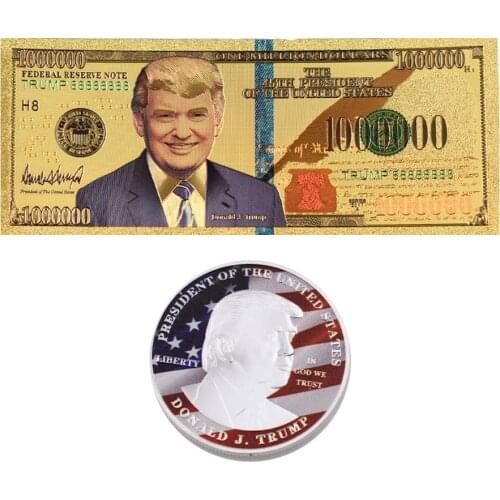 Festival Souvenir Gifts Donald Trump Commemorative Coin Art Ornament One Million Gold Foil Note Money Artwork