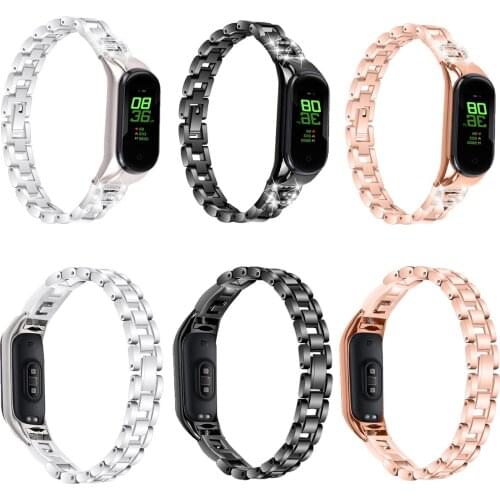 Strap for Xiaomi Mi Band 5 4 Fashion Metal Diamond Watch Strap Adjustable Bracelet for MIband5 Wristband Replacement Accessories