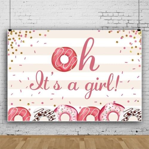Pink Striped Donut Children Backdrops Photography Baby Shower Girls Birthday Party Photo Background for Shooting Decor