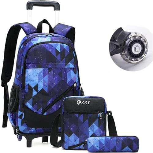 Two Wheels Rolling Backpack for Boys Wheeled Bag Trolley School Bags Kids' Luggage & Travel Bags Carry-Ons Kids Bookbag Mochilas