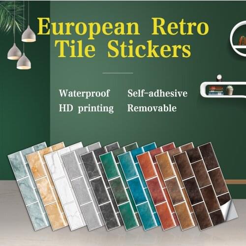 Retro Self Adhesive Wall Tiles PVC Peel and Stick 3D Sticker Removable Waterproof Oilproof Wallpaper for Kitchen Bathroom