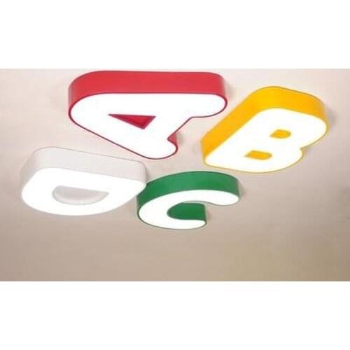 Modern creative colorful iron A/B/C/D children bedroom LED ceiling lamp home deco kids room acrylic ceiling light fixture