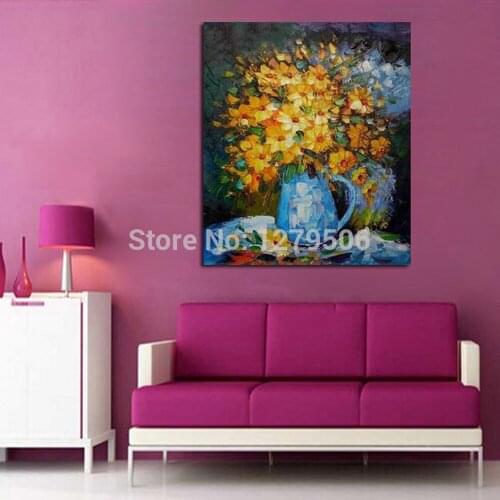 Top Pure handpainted Oil painting Canvas Painting Flower Wall Pictures Paintings High Quality Canvas Wall Art Knife Home Dector