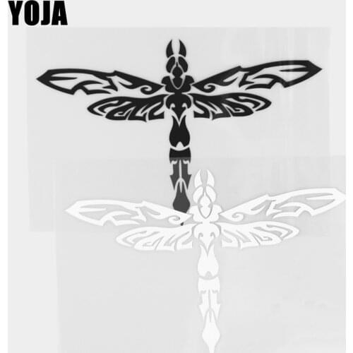 YOJA 16.7×10.8CM Cartoon Animals Handsome Dragonfly Vinyl Decal Pattern Car Stickers Black/Silver 19C-0450