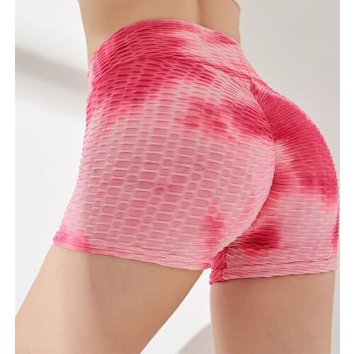 SALSPOR Women Yoga Short High Waist Tie Dye Tight Short Pant Gym Fitness Yoga Leggings Athletic Breathable Push up Short