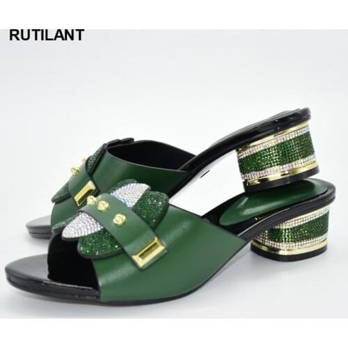 New Arrivals Nigeria Womens Shoes Party Pump High Heels Fashion Womens Summer Fall Non-slip Rhinestone Shoes Square Toe Shoes