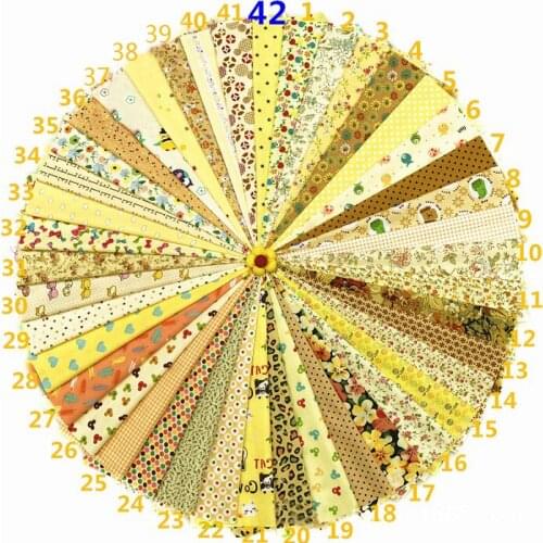 42 color mixed yellow flower Printed cotton Fabric for Handmade Sewing Patchwork Curtain Needlework DIY craft 20*30cm Wh