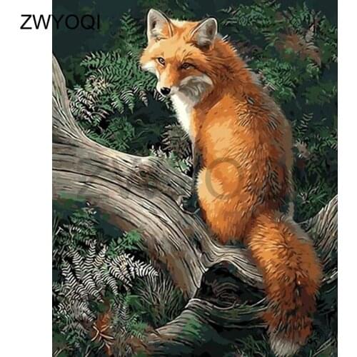 5D DIY Diamond painting Fox animal Full Square Diamond mosaic Fox animal Full Round Diamond embroidery Cross stitch Fox animal