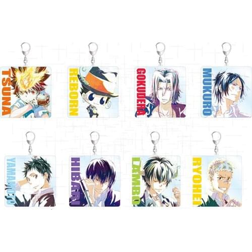 Anime HITMAN REBORN! Cartoon Square Keychain Bags Pendant Keyring Gokudera Hayato Sawada Tsunayoshi Yamamoto Takeshi Gift
