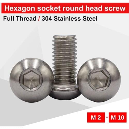 2-50 PCS Hexagon Hex Socket Button-Headed Screw Bolts M2 M2.5 M3 M4 M5 M6 M8 M10 Stainless Steel 304 Match With Hex Wrench
